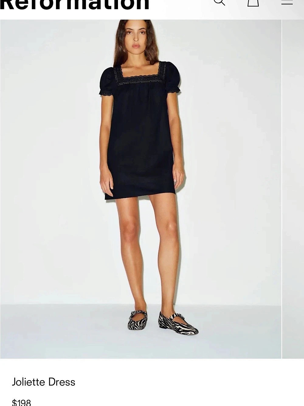 NWT Reformation Joliette Dress Black Mini Dress